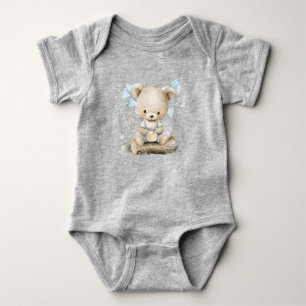 Body joli ours en peluche bleu avec des ballons