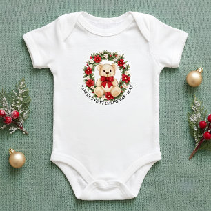 Body Joli ours en peluche couronne florale premier Noël