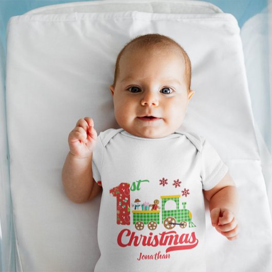 Body Joli Train de Noël pour le Premier Noël de Bébé su