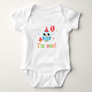 Body Jolie chouette bleue avec ballons et cupcake Je su