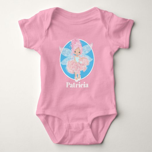 Body Jolie fée rose ajouter nom bébé filles (Devant)
