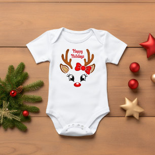 Body Jolie fille Reindeer Face De Joyeuses Vacances