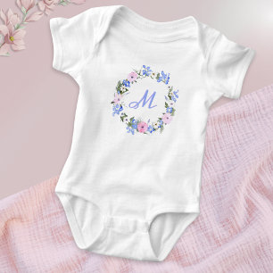 Body Jolie initiale monogrammée florale cercle de fleur