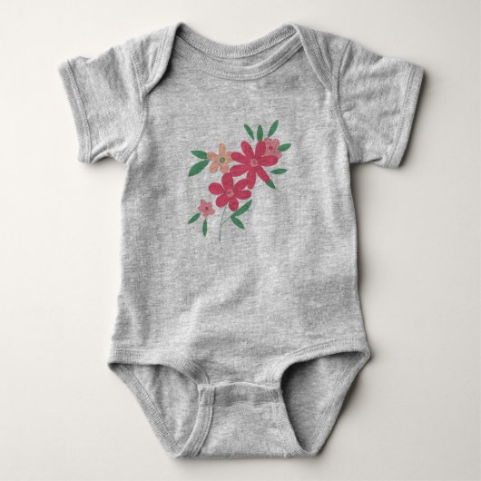 Body Jolies Fleurs Roses Vertes Délicates (Devant)