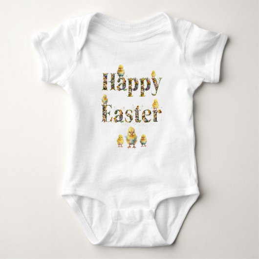 Body Joyeuses Pâques Texte décoratif Bébé Poussins (Devant)