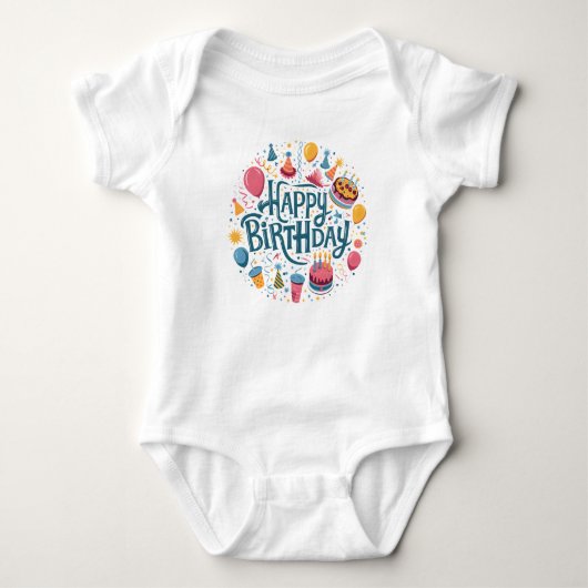 Body Joyeux anniversaire : -) costume de bébé (Devant)