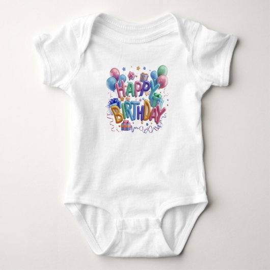 Body Joyeux anniversaire : -) costume de bébé (Devant)