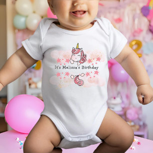 Body Joyeux Anniversaire Licorne Pastel et Arc-en-Ciel