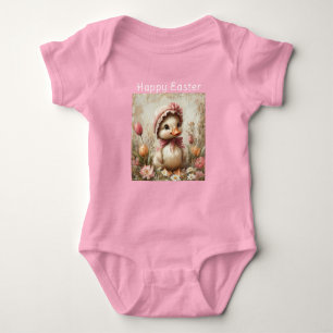 Body Joyeux Caneton de Pâques Tulipes Bonnet Rose Margu