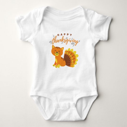 Body Joyeux chat de Thanksgiving dinde pour bébé petit- (Devant)