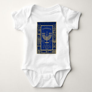 Body Joyeux Hanukkah Menorah dorée Fête juive