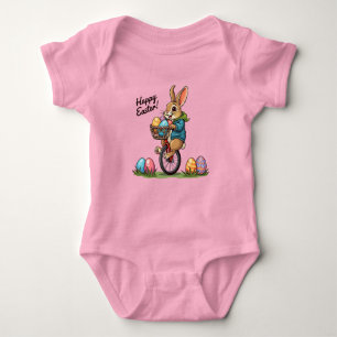 Body Joyeux lapin de Pâques sur un monocycle avec panie