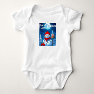 Body Joyeux Nouvel An 2025 Bodysuit bébé - Snowman Joy.