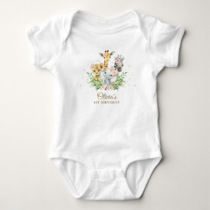 Body Jungle Animal rose Floral Girl 1er Anniversaire te