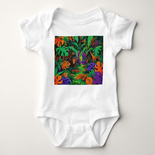 Body Jungle Animaux exotiques Baby Jersey Bodysuit (Devant)