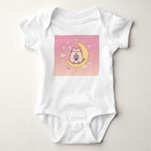 Body Kawaii Chat Boire du thé à bulle sur la lune de cr