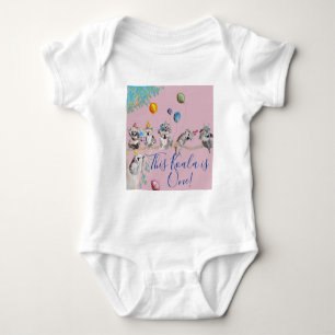 Body Koala Mignon Premier Anniversaire pastel Rose Aqua