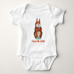 Body lapin brun mignon avec de jolies fleurs art