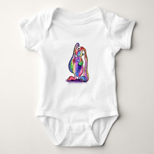 Body Lapin coloré avec Bodysuit bébé Fleur (Devant)