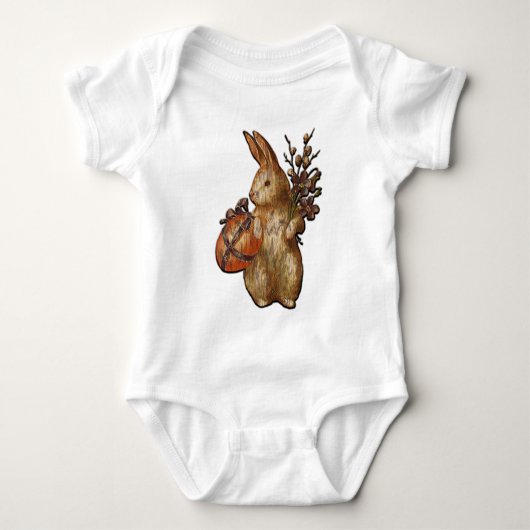 Body Lapin de Pâques avec Fleurs Unisex Bodysuit Blanc (Devant)