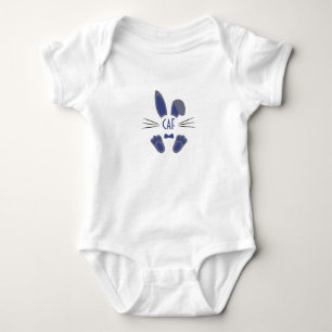 Body Lapin de Pâques personnalisé avec monogramme en bl
