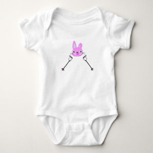 Body Lapin de ski avec bâtons de ski Bodysuit bébé