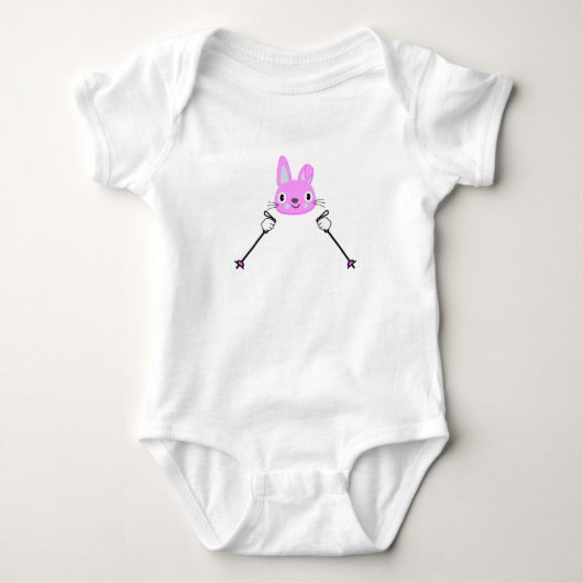 Body Lapin de ski avec bâtons de ski Bodysuit bébé (Devant)
