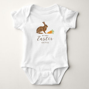 Body Lapin Et Carottes Avec Le Nom Premier Pâques De Bé