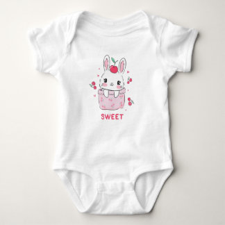 Body Lapin Mignon dans une Poche Cerise Rose - Douce Ka