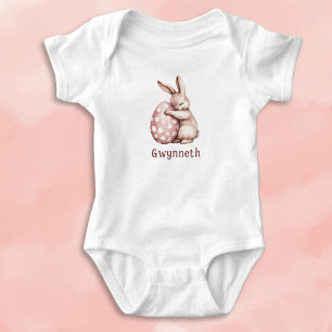 Body Lapin Mignon Enlaçant un Œuf à Points Monogramme