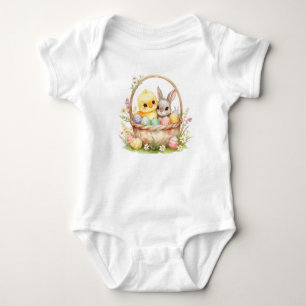 Body Lapin Poussin de Pâques Adorable Aquarelle Pastel