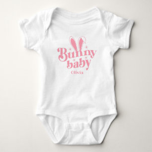 Body Lapin Rose Mignon Bébé Fille " Pâques Personnalisé
