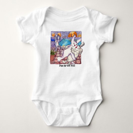 Body Lapins de dessin "Plongée par la piscine" bébé (Devant)