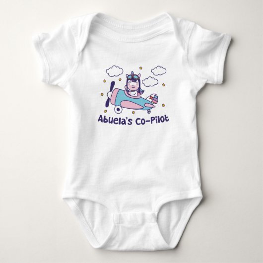 Body Le copilote d'Abuela - Avion Licorne (Devant)
