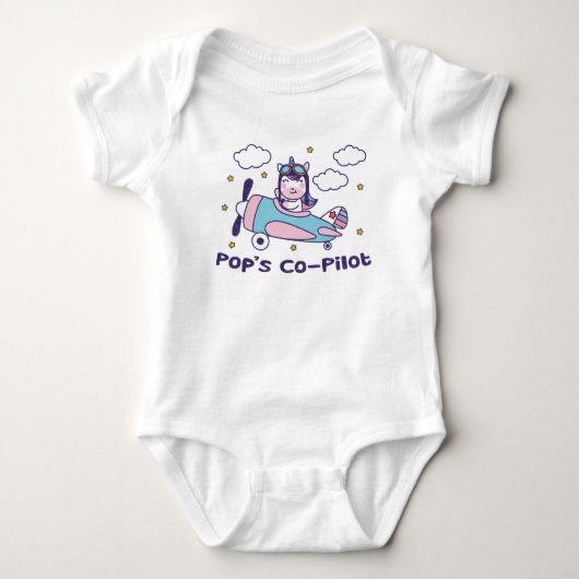 Body Le copilote de Pop - Avion Licorne (Devant)