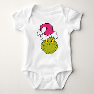 Body Le Grinch avec un chapeau de Père Noël rose