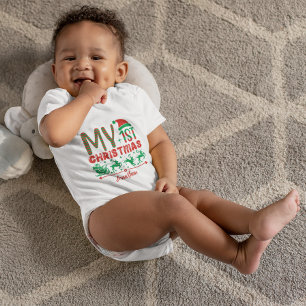 Body Le premier Père Noël de Noël de bébé sur sa dorsal