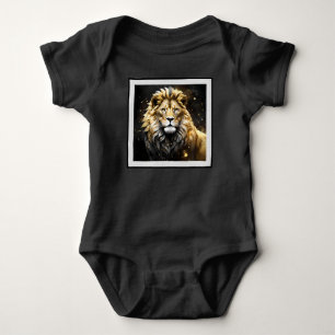 Body Le Roi : Lion Mâle Majestueux d'Or et de Gris,