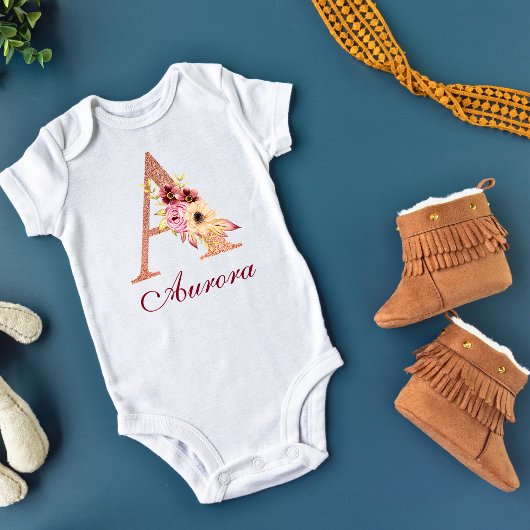 Body Lettre A Monogramme Floral Rose Gold