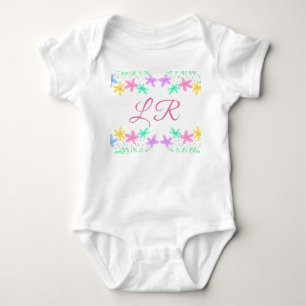 Body lettre de monogramme floral aquarelle rose violet