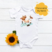 Body Lettre de vache adorable O tenue de bébé avec nom 