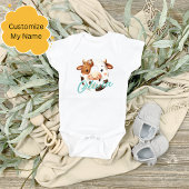 Body Lettre de vache adorable O tenue de bébé avec nom 