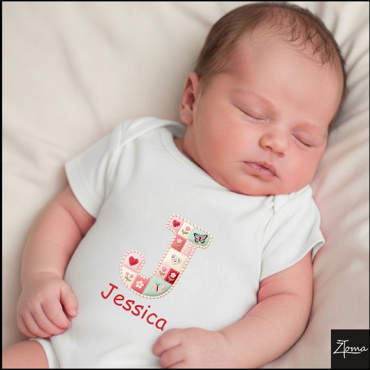 Body Lettre J initiale en patchwork matelassé pour la n