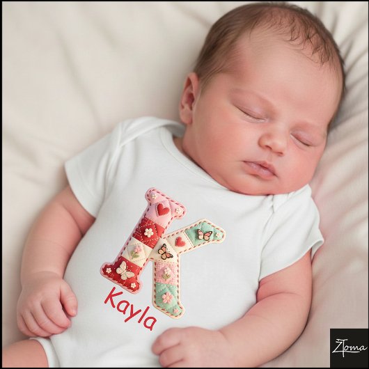 Body Lettre K initiale en patchwork matelassé pour la n