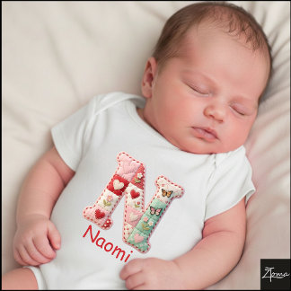 Body Lettre N initiale en patchwork matelassé pour la n