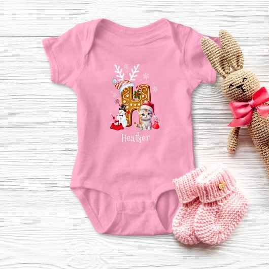 Body Lettre Père Noël Gingerbread H pour fille
