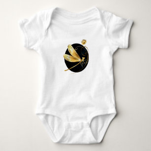 Body libellule d'or en cercle noir