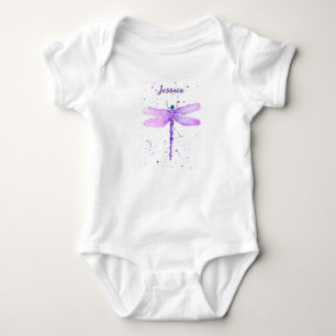 Body Libellule violette aquarelle fille mignonne
