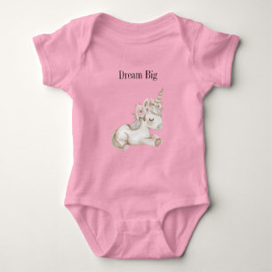 Body Licorne Florale Rose Blanc Douce