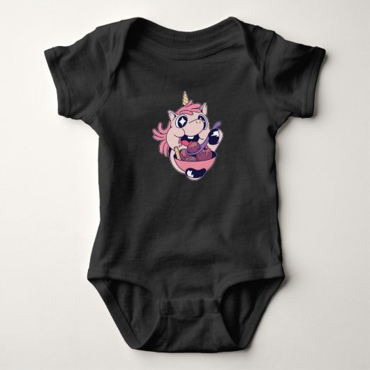 Body Licorne Joufflue Heureuse de Tout-Petit Mangeant d (Devant)
